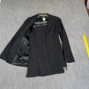 Vtg Bebe Two-Piece Blazer & Skirt Set Womens 2 Black Professional Office Career